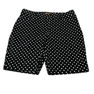 Ellen Tracy Shorts Womens Black & White SZ 10 Polka Dot Bermuda 98% Cotton